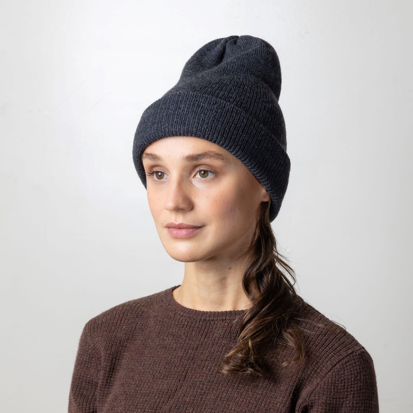 Cara rib knit double layer beanie