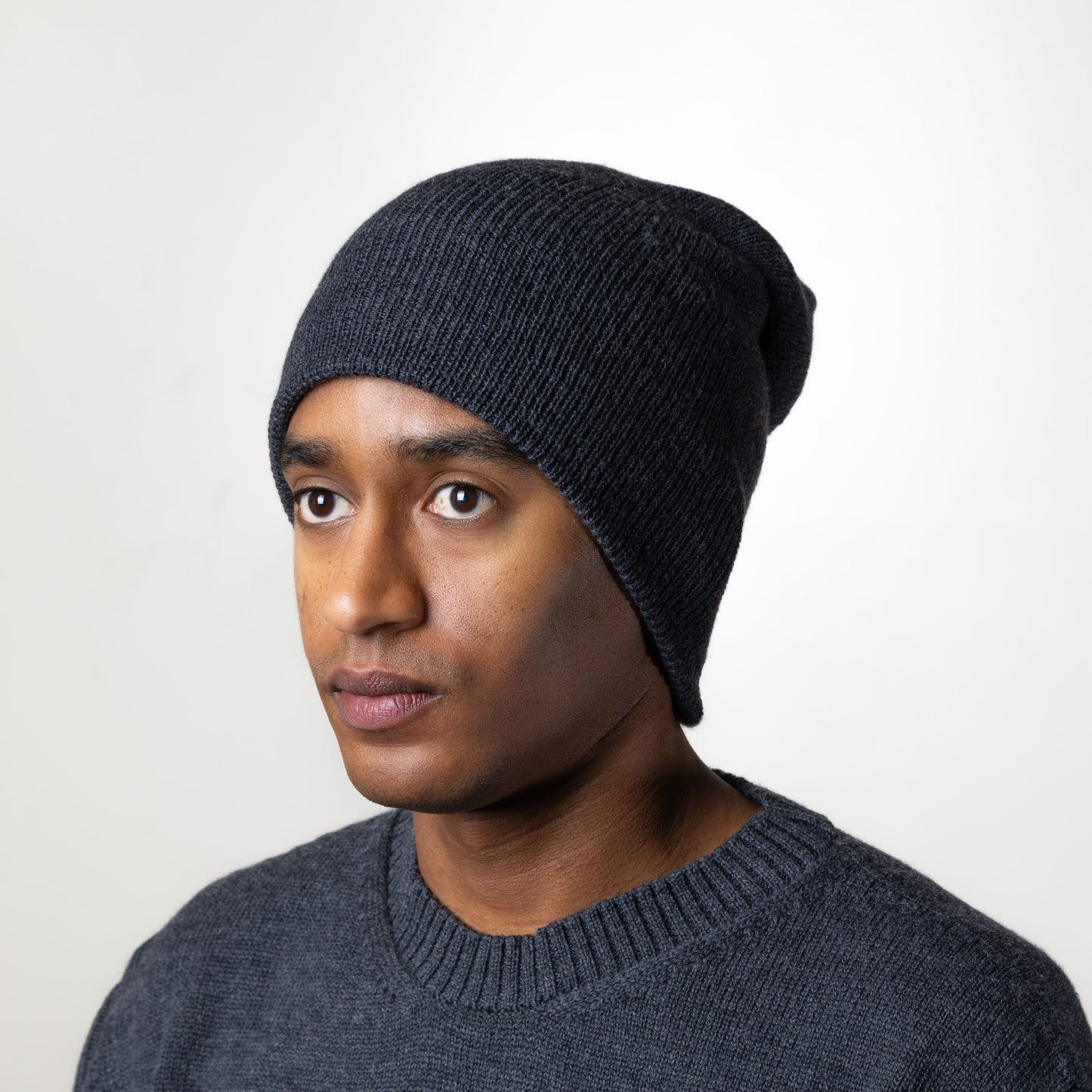 Cara rib knit double layer beanie