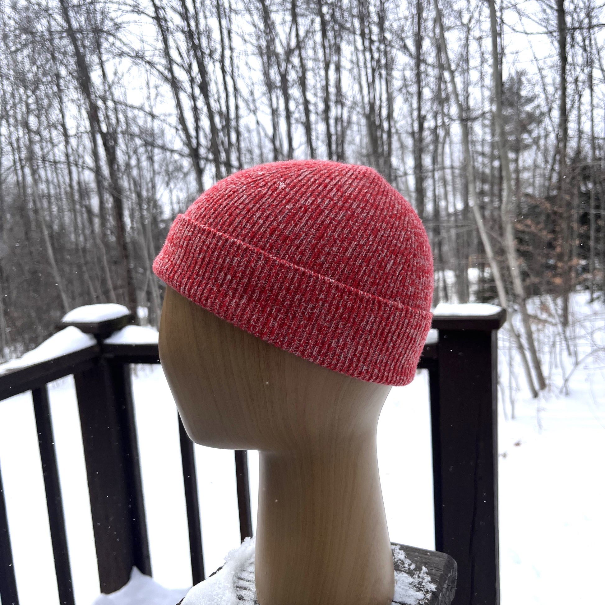 Ace All  Weather Watchcap in Red Space Dye - SilentZ Knits