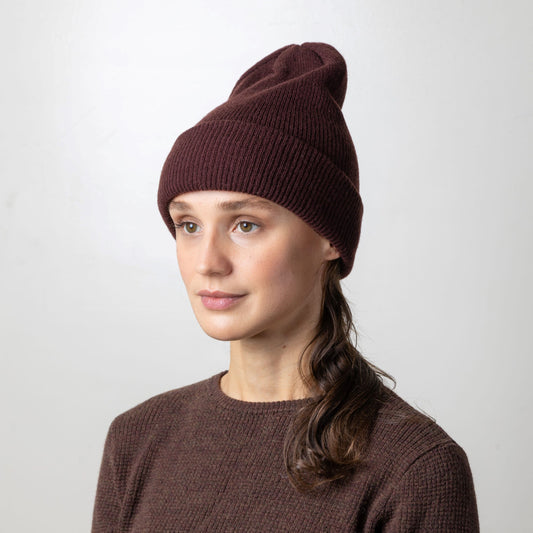 Cara rib knit double layer beanie